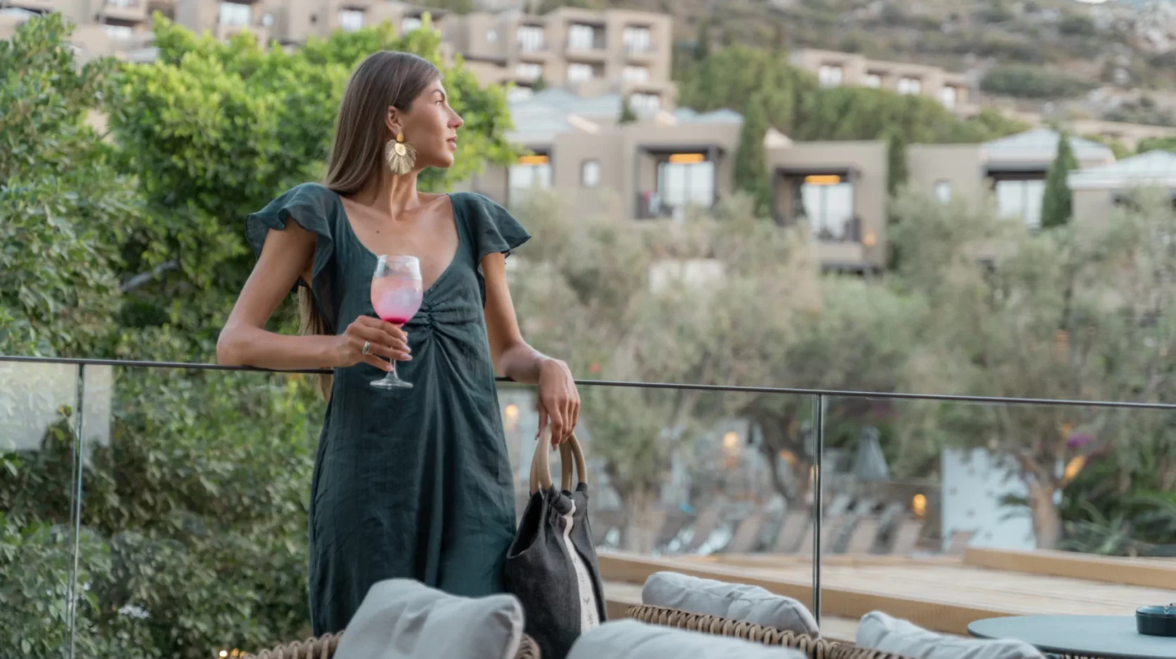 Woman having a drink